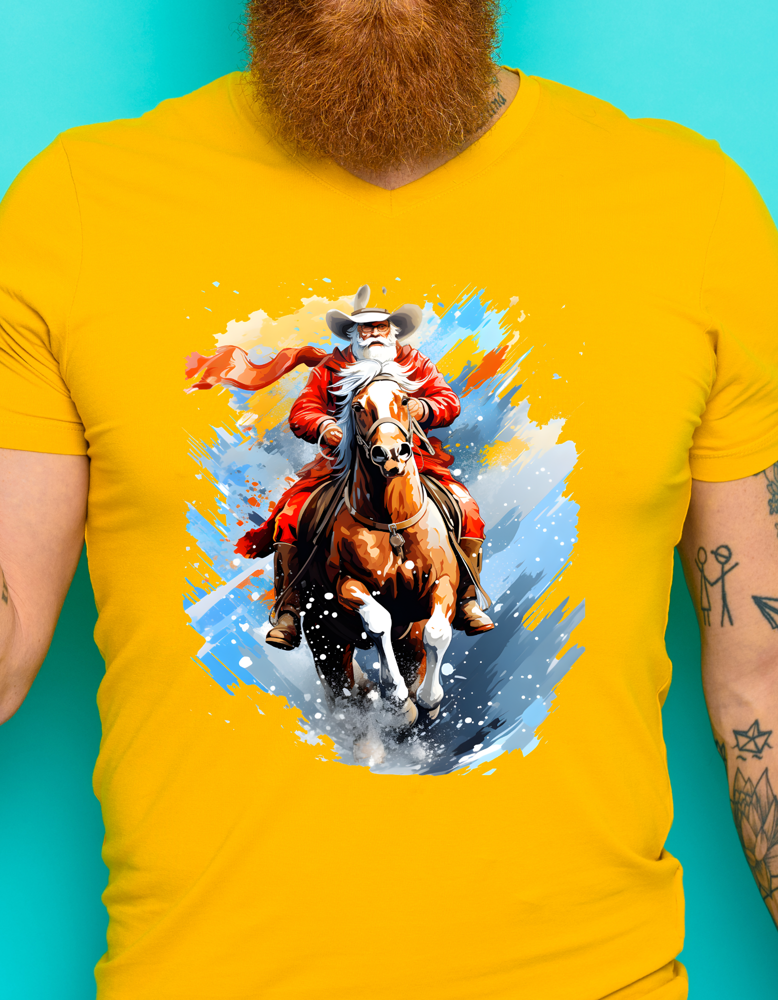 Custom Printed Shirt: Horse Riding Christmas Father 2