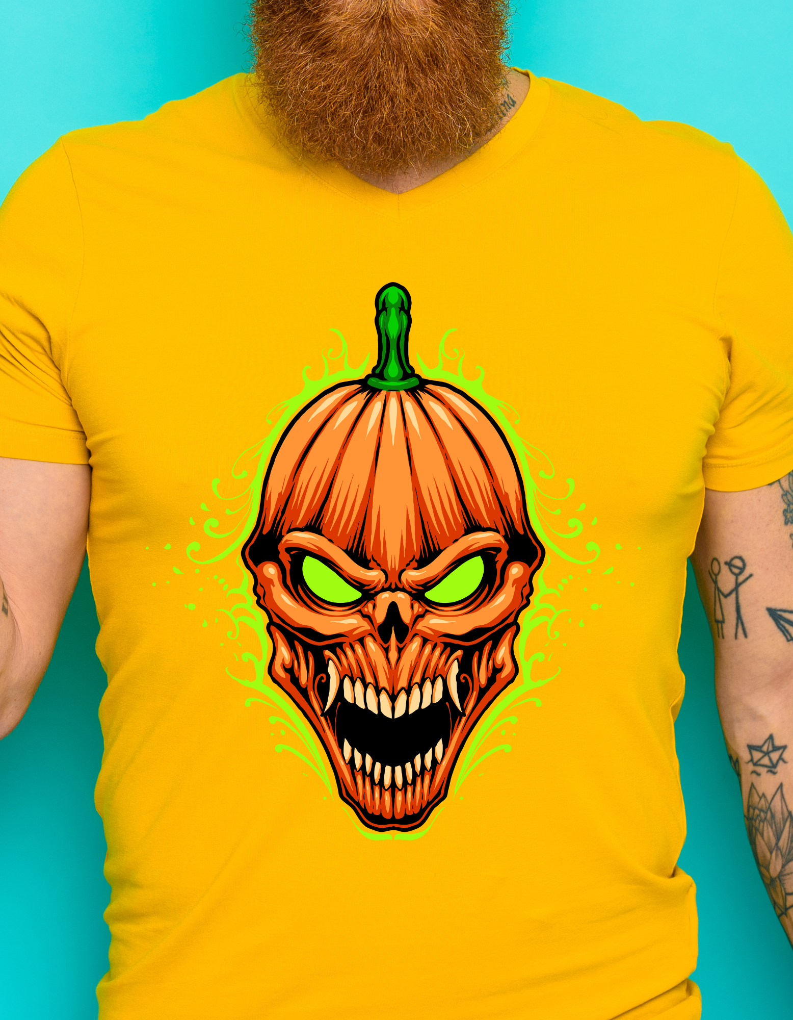 Custom Printed Shirts: Halloween Haunted Pumpkin
