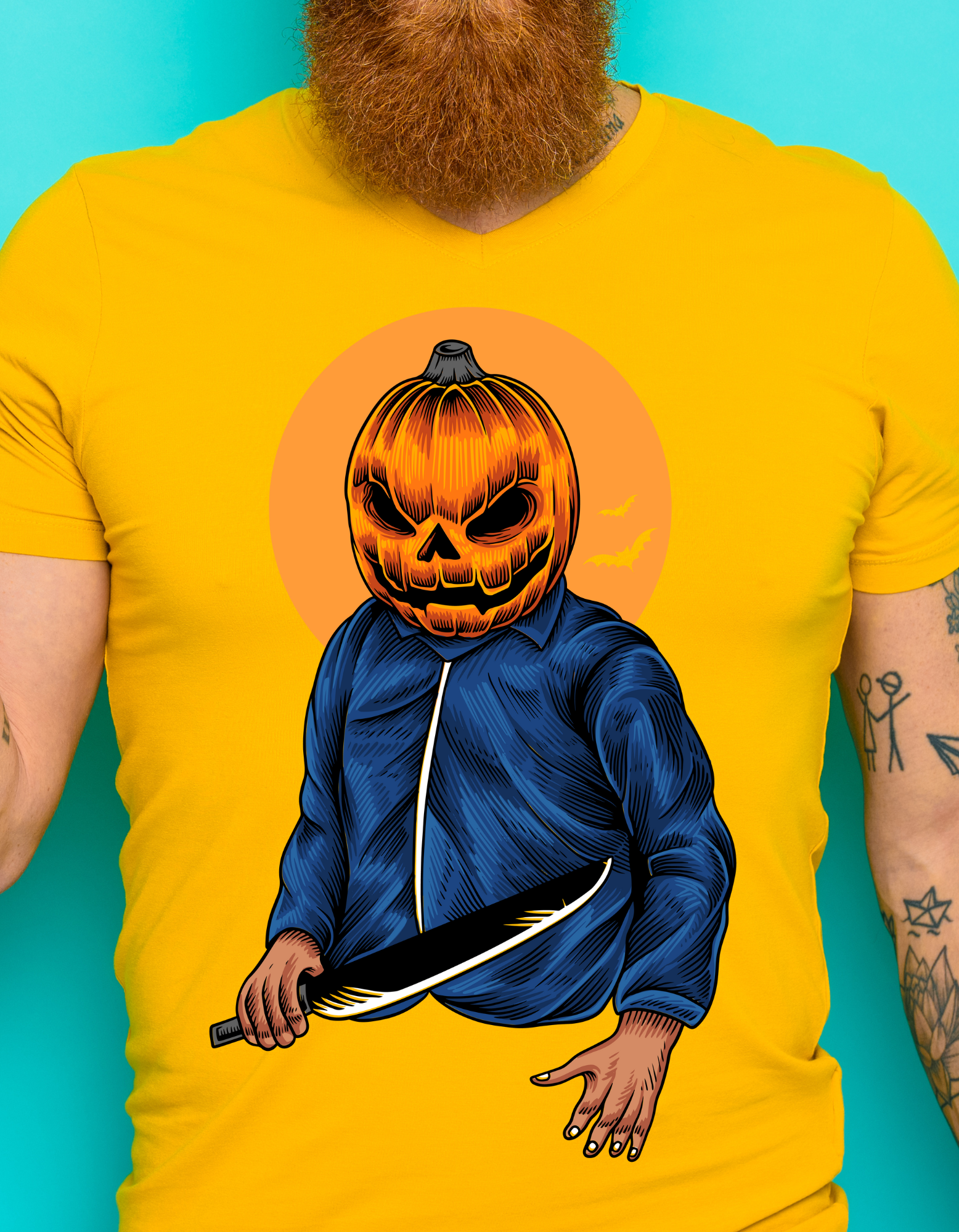 Custom Printed Shirts: Halloween Pumpkin Head