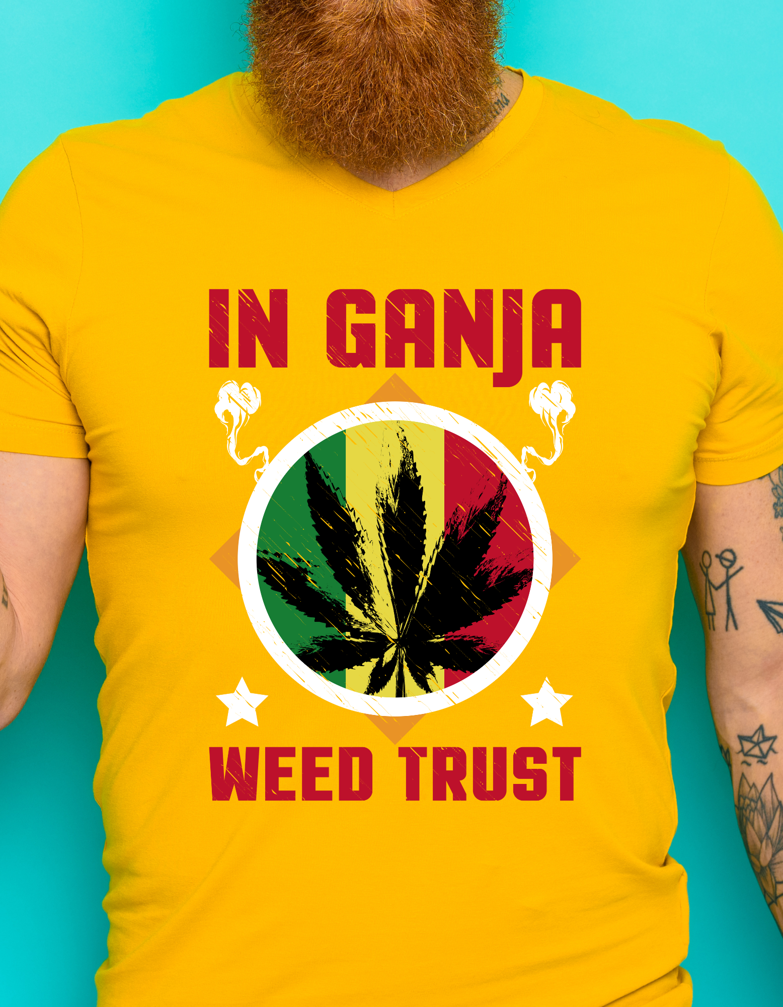 Custom Printed Shirt: In Ganja We Trust