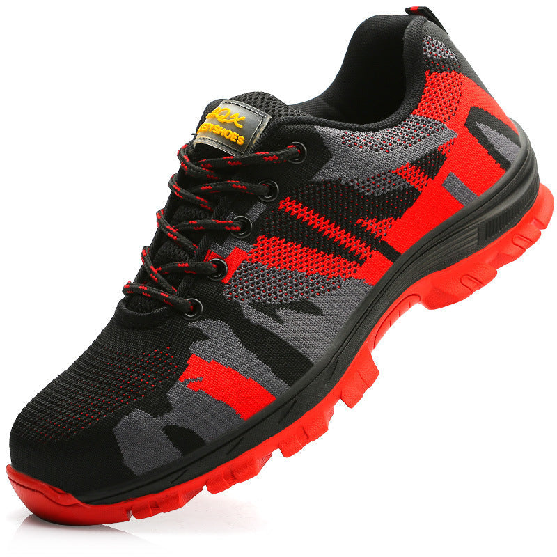 Flyknit Safety Anti-smash And Anti-puncture Wear-resistant Lightweight Non-slip Work Shoes