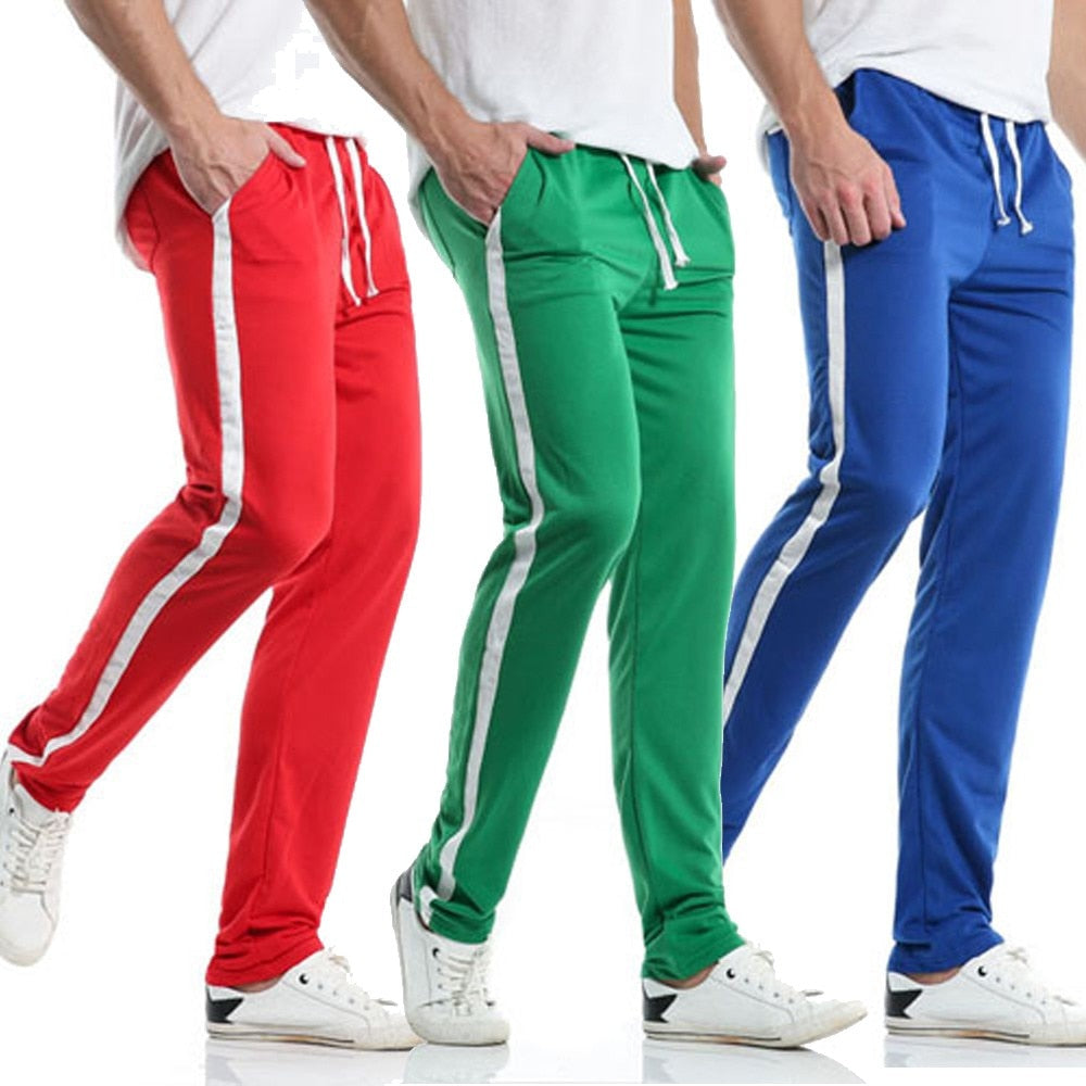 Striped sports straight-leg trousers
