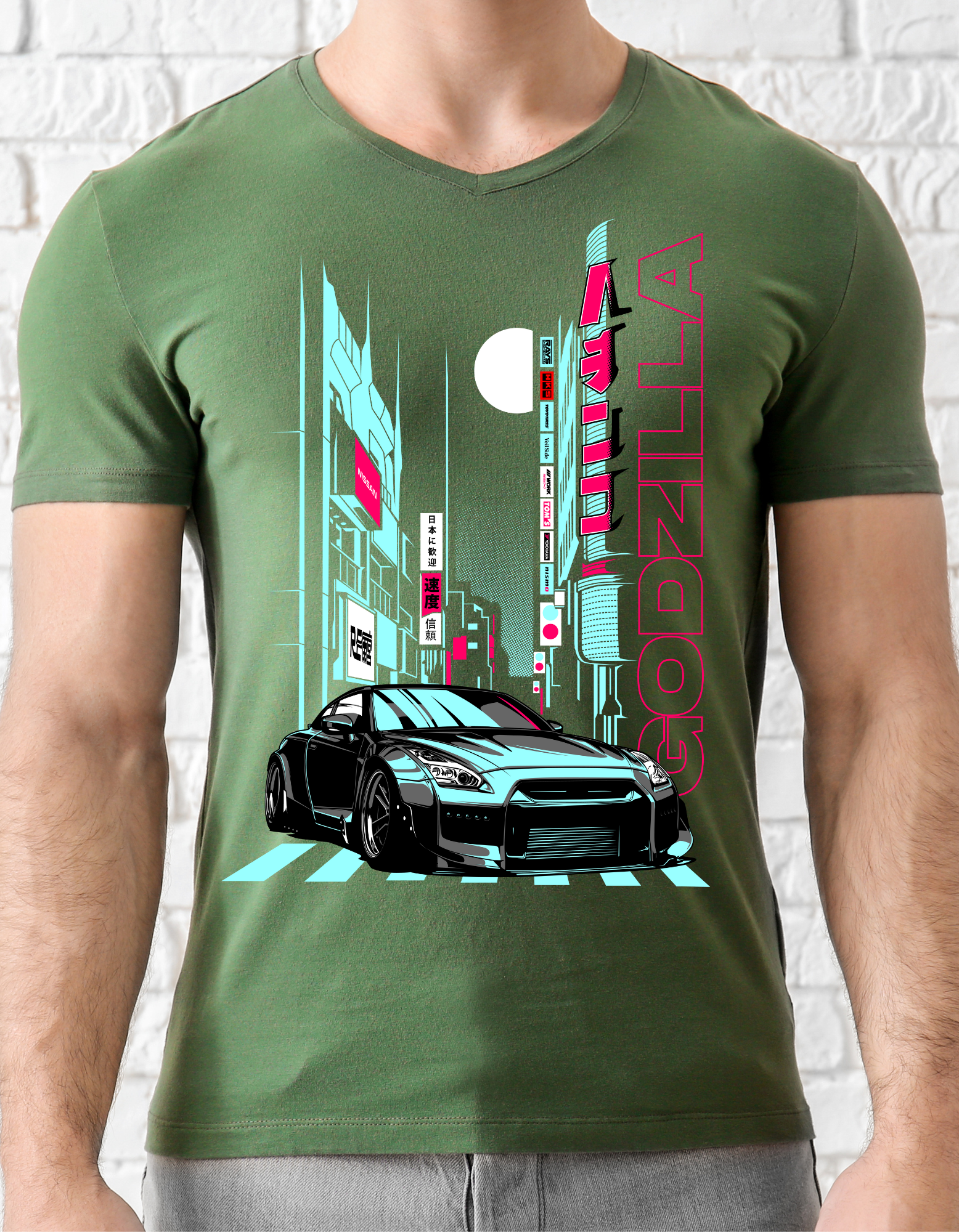 Custom Printed Shirts: Godzilla Green Car