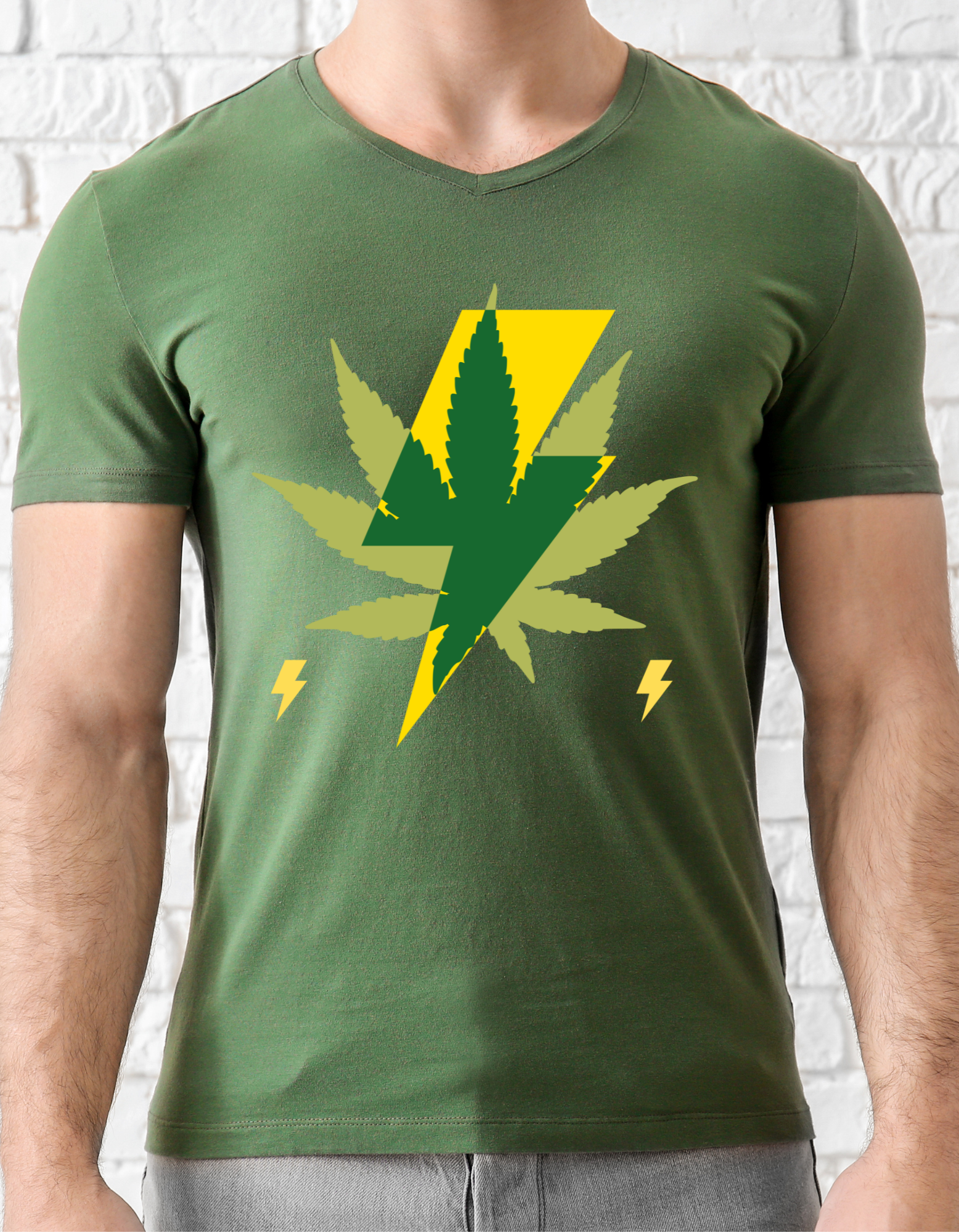 Custom Printed Shirts: Weed Leaf Lightning Bolt