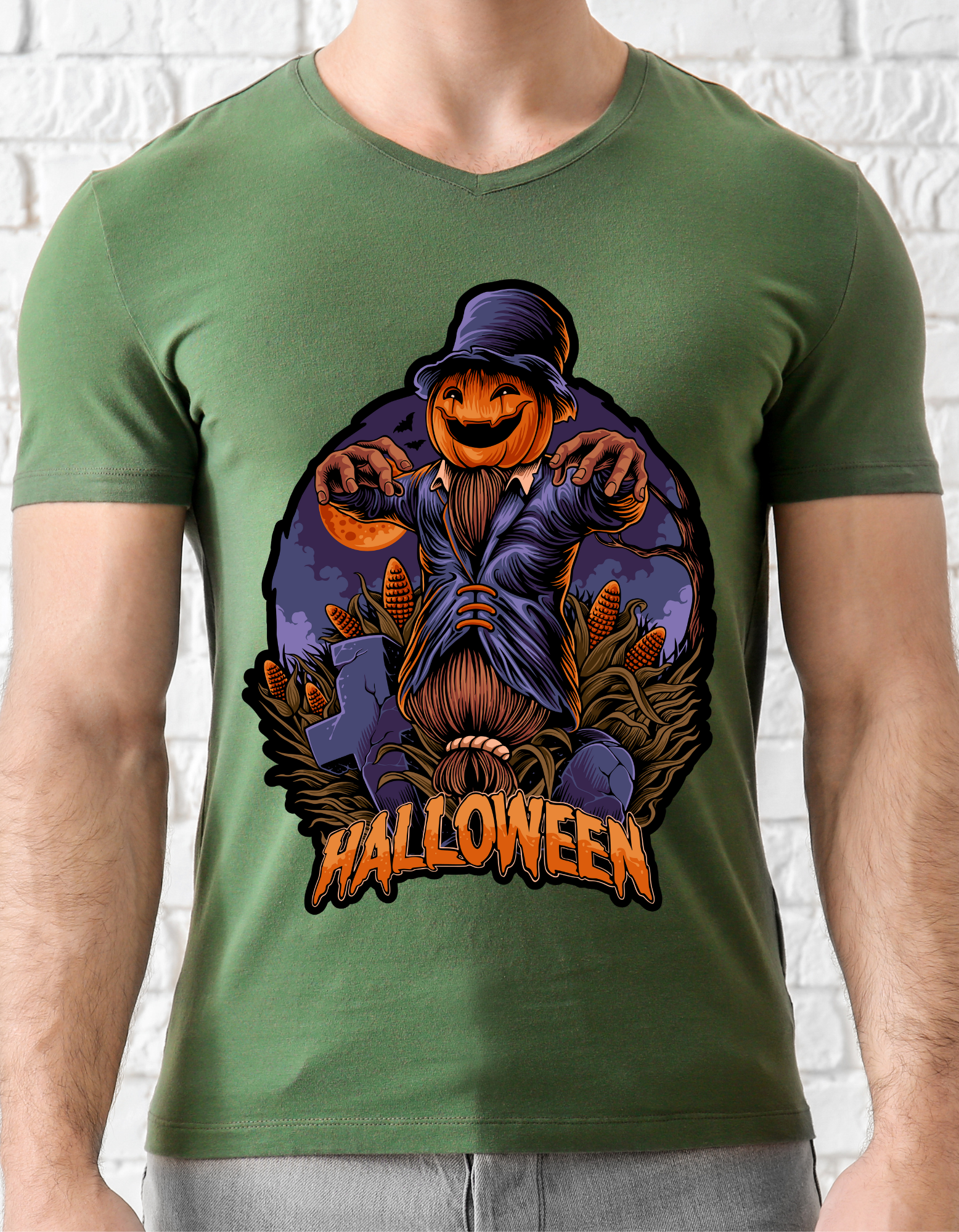 Custom Printed Shirts: Halloween Pumpkin Head