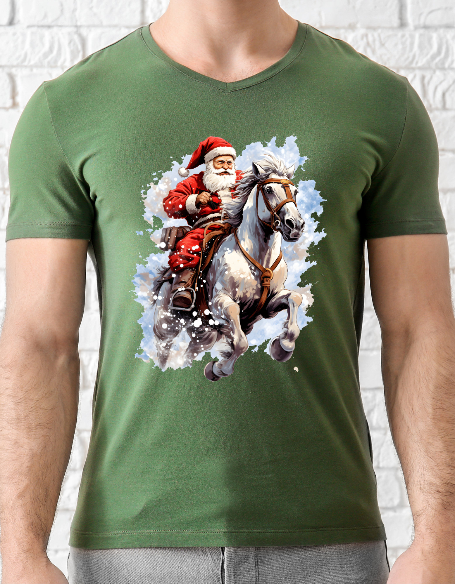 Custom Printed Shirt: Horse Riding Christmas Father