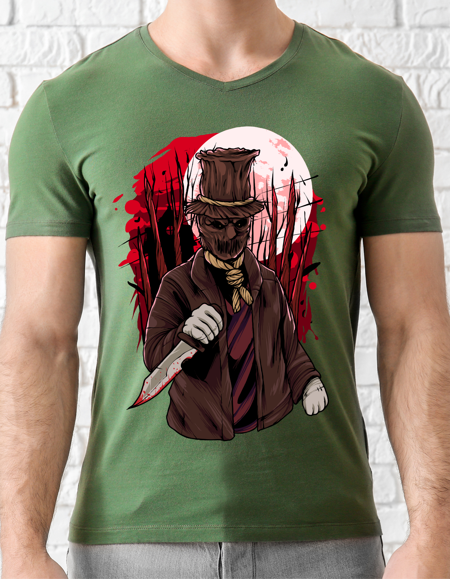 Custom Printed Shirts: Halloween Bloody Scarecrow