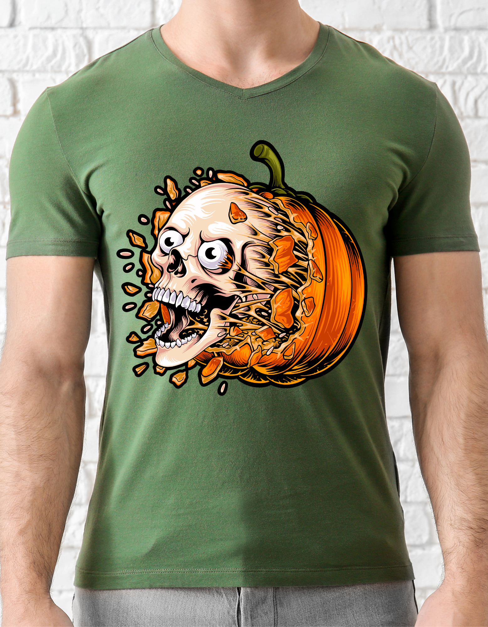 Custom Printed Shirts: Pumpkin Skull