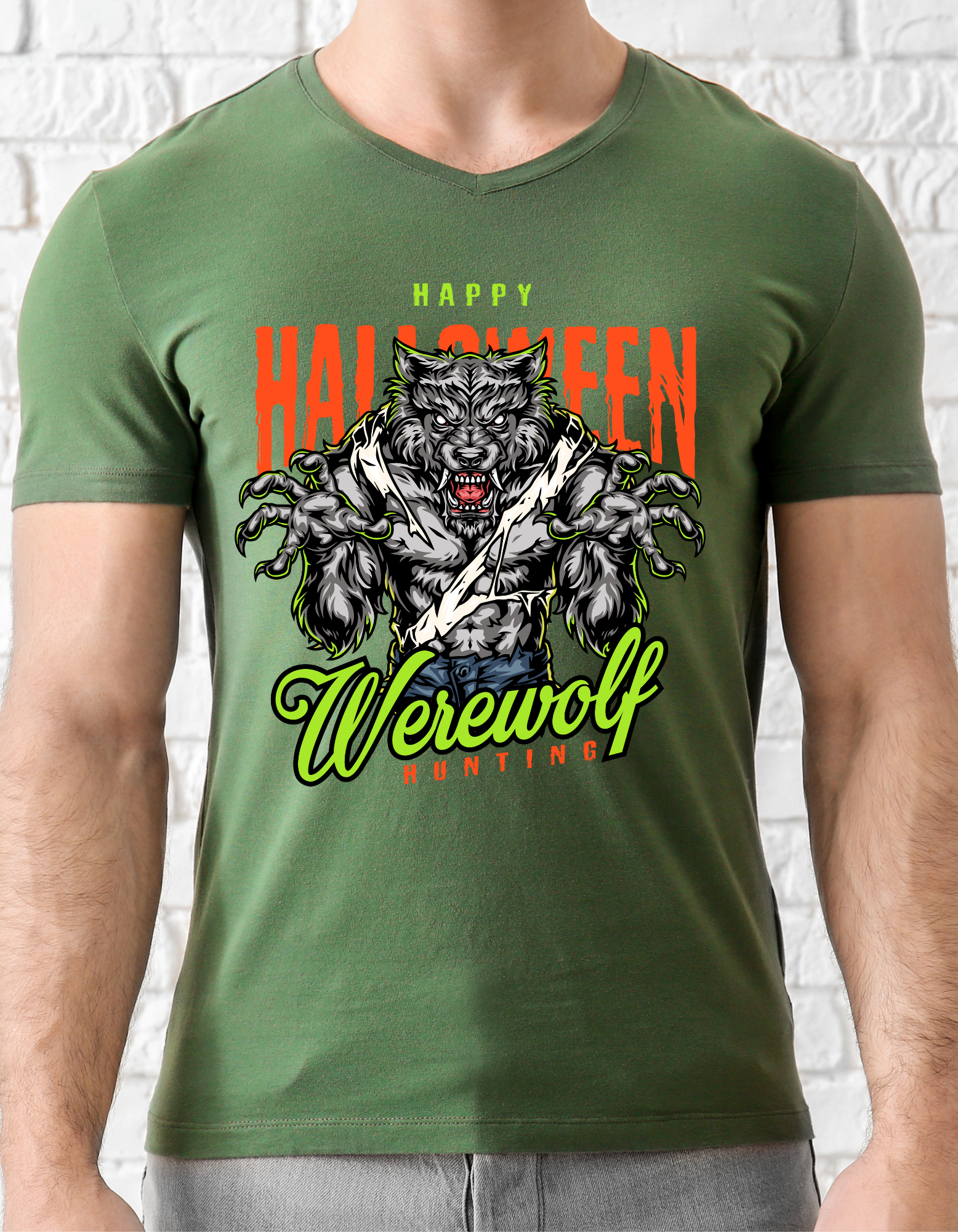 Custom Printed Shirts: Halloween Werewolf Hunting