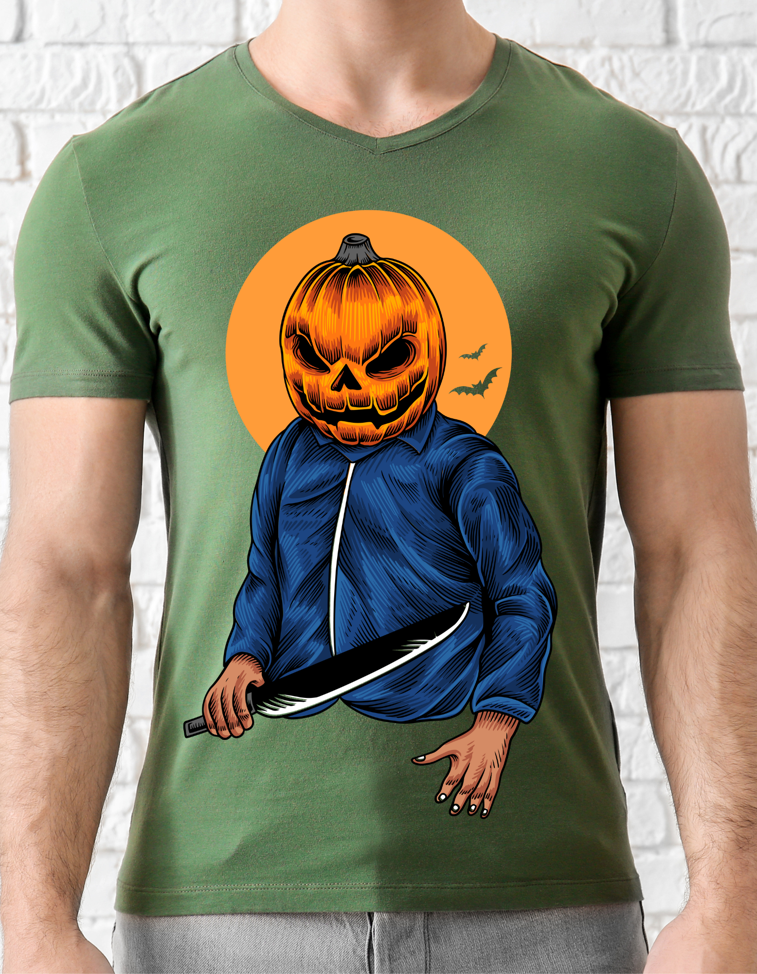 Custom Printed Shirts: Halloween Pumpkin Head