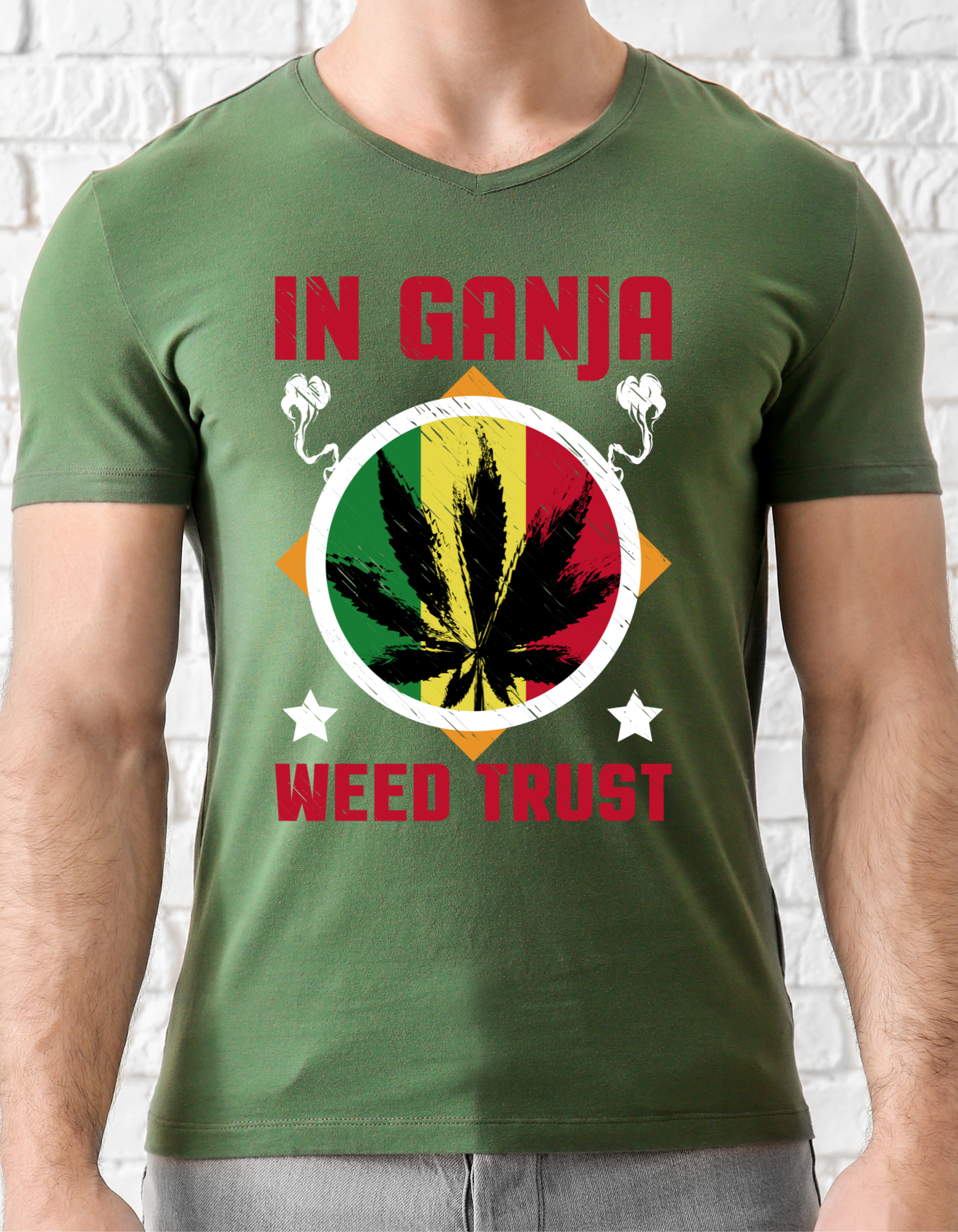 Custom Printed Shirt: In Ganja We Trust