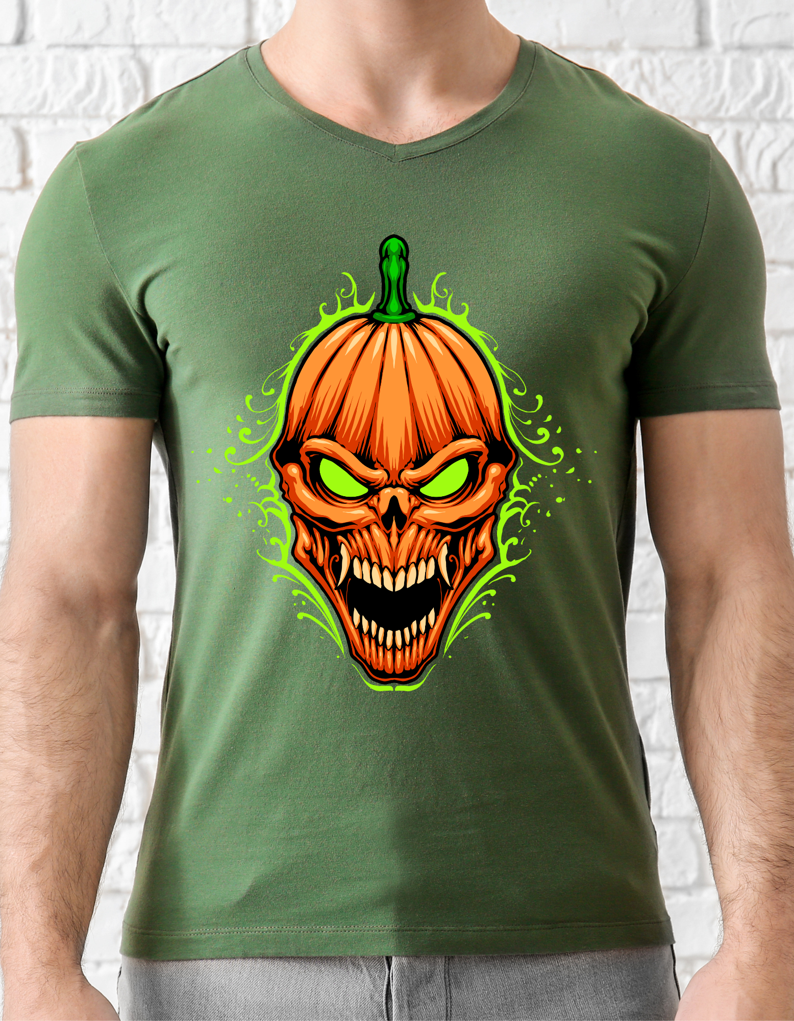 Custom Printed Shirts: Halloween Haunted Pumpkin