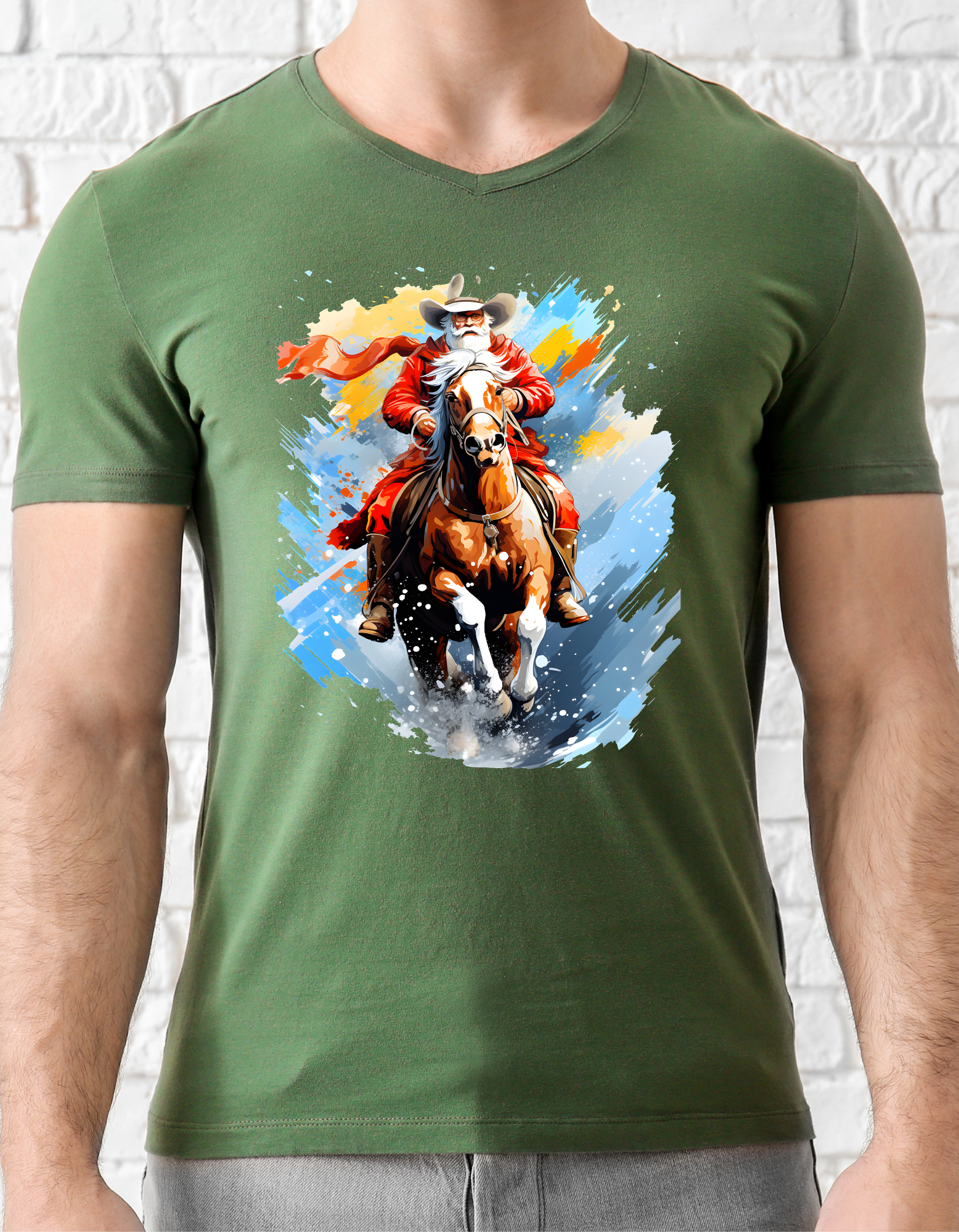 Custom Printed Shirt: Horse Riding Christmas Father 2