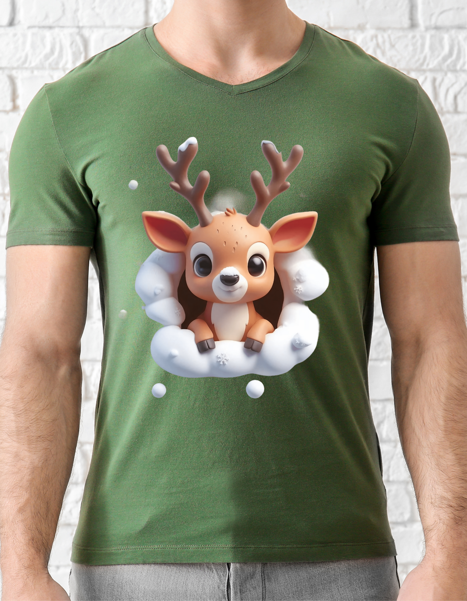 Custom Printed Shirt: Christmas Baby Deer