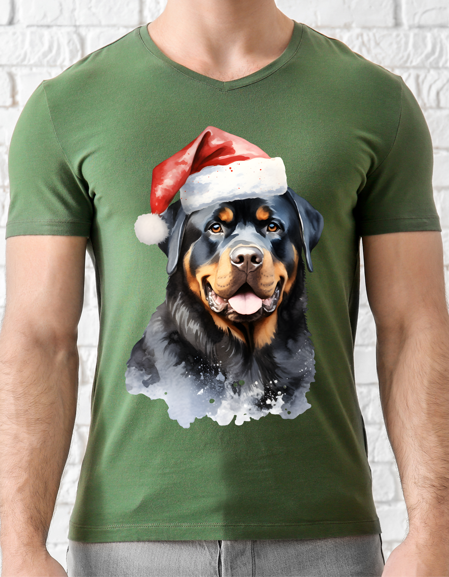 Custom Printed Shirt: Christmas Rottweiler