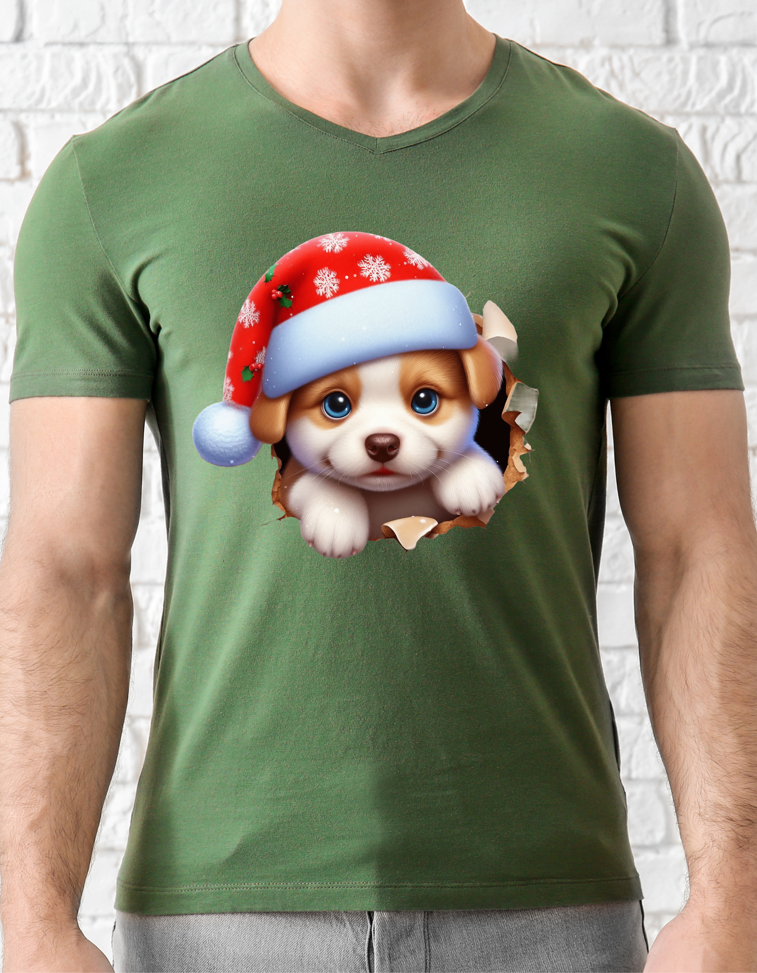 Custom Printed Shirt: Christmas Puppy