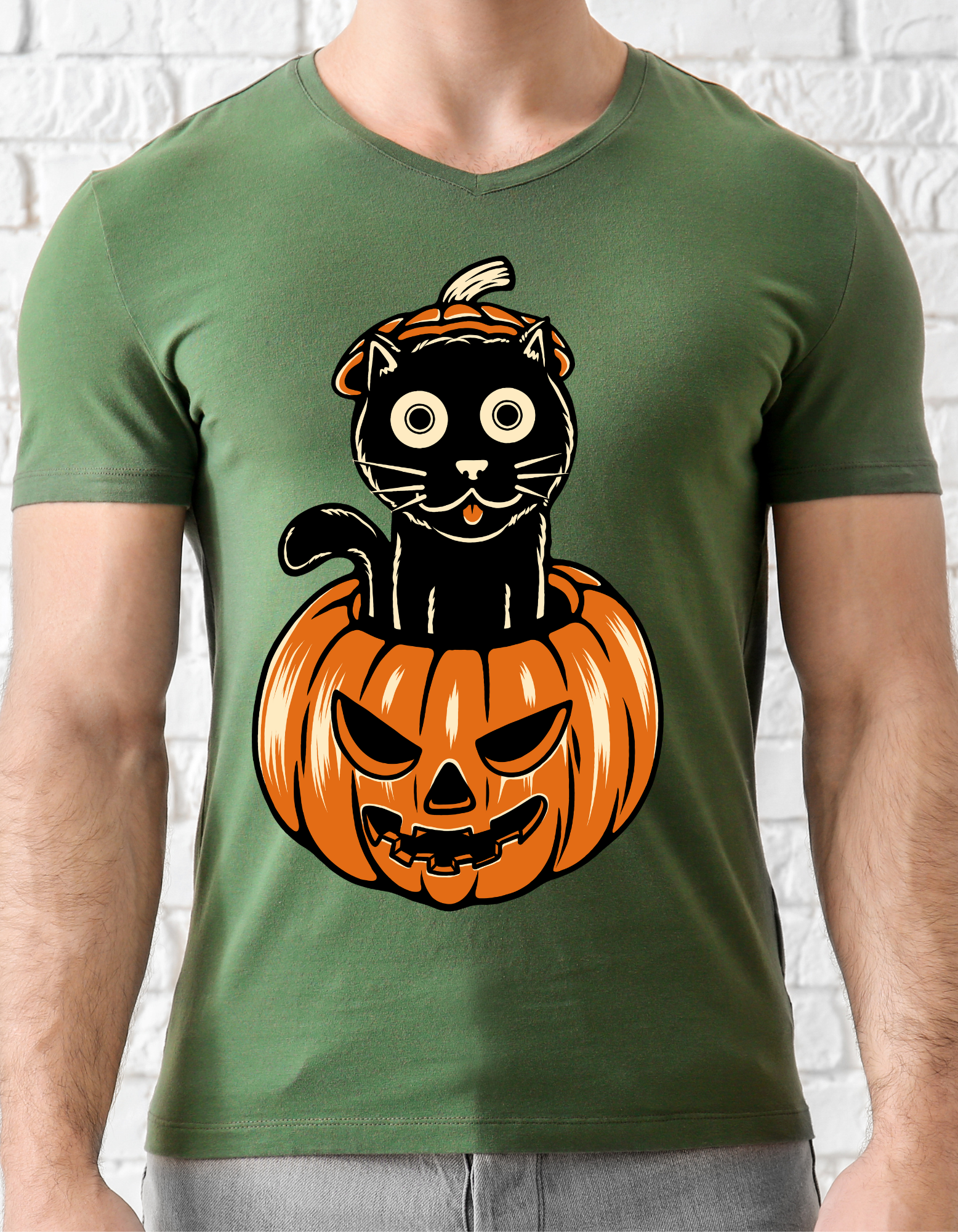 Custom Printed Shirts: Halloween Cat