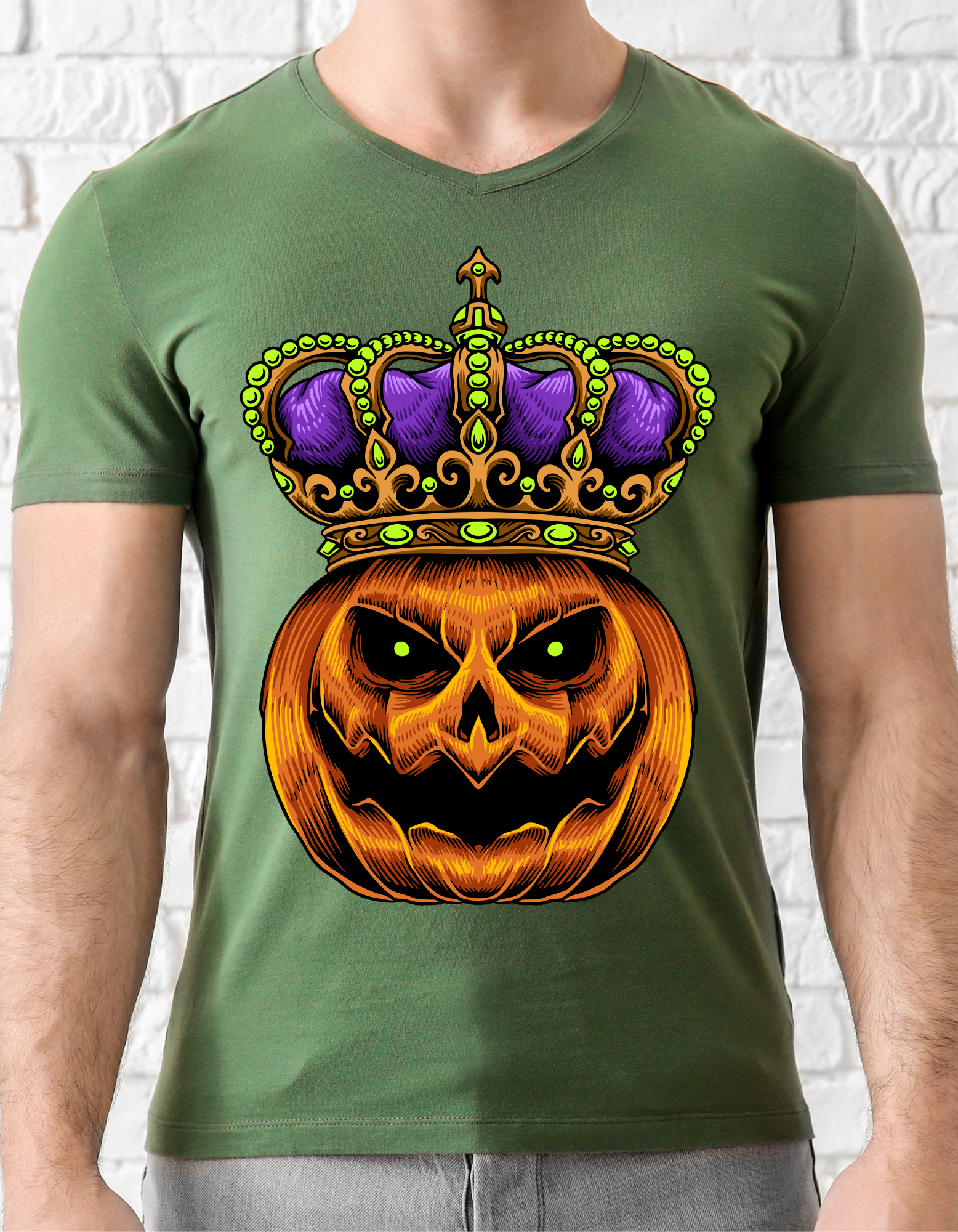 Custom Printed Shirts: Halloween Pumpkin Crowned