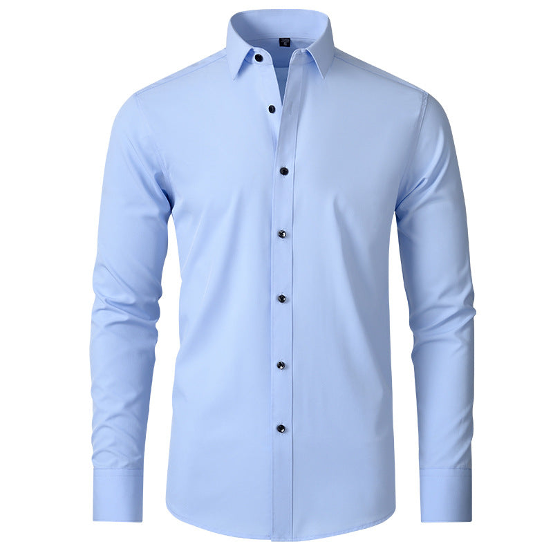 Full Elastic Force Shirt Men's Non-ironing Anti-wrinkle Simple Business Thin Shirt Men