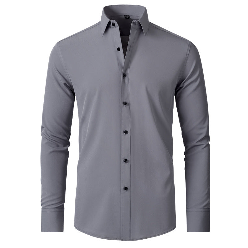 Full Elastic Force Shirt Men's Non-ironing Anti-wrinkle Simple Business Thin Shirt Men
