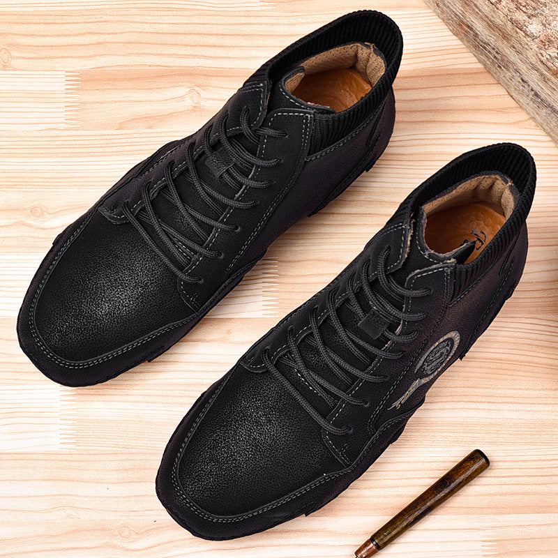 British Style Martin Boots Men's Plus Size High Top Retro Casual