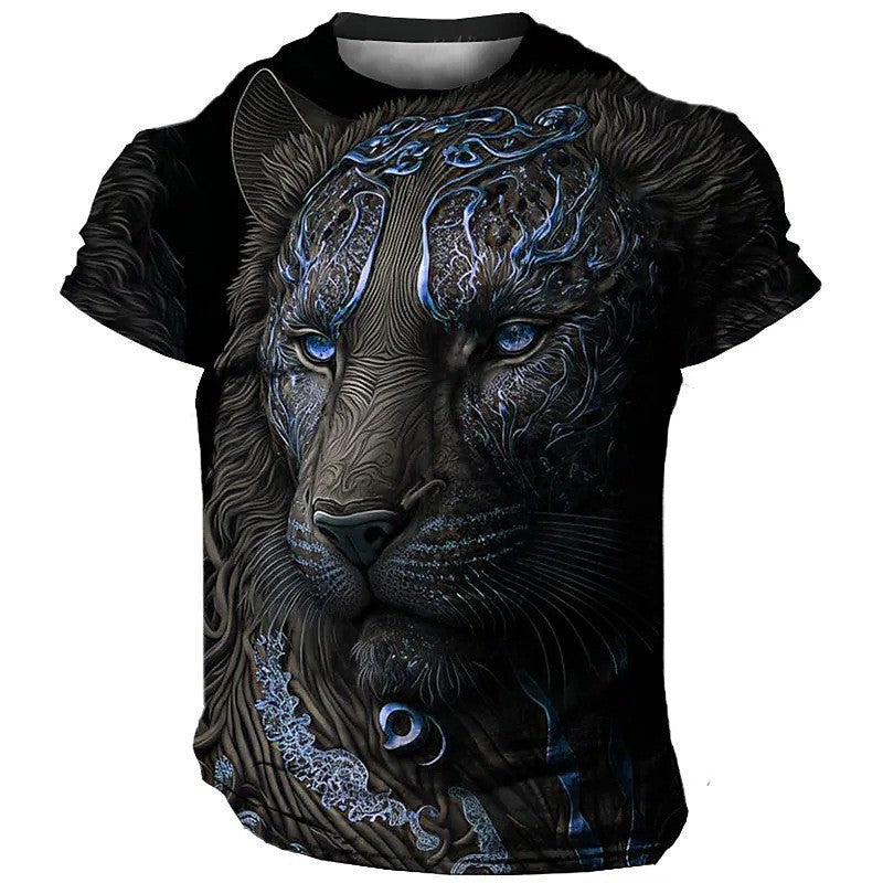 Men's 3D Printed Lion Short Sleeve T-shirt