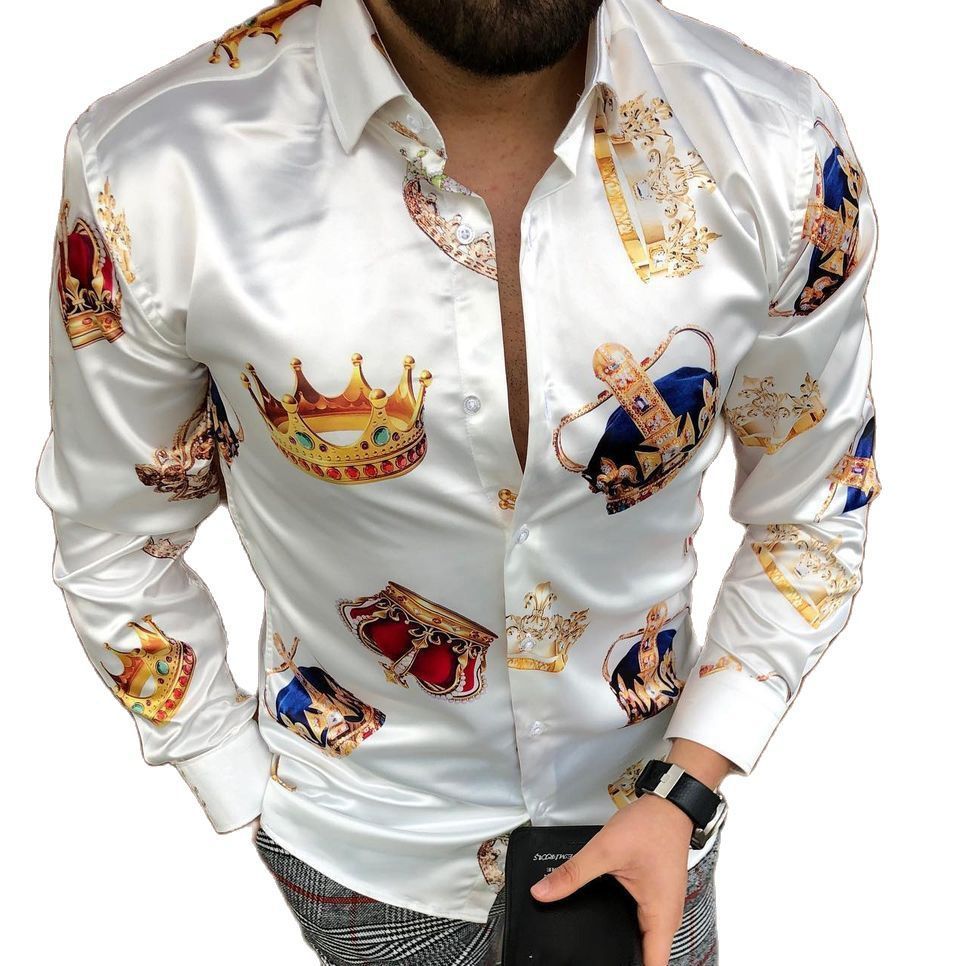 Men's Printed Long-sleeved Shirt Fashion Casual
