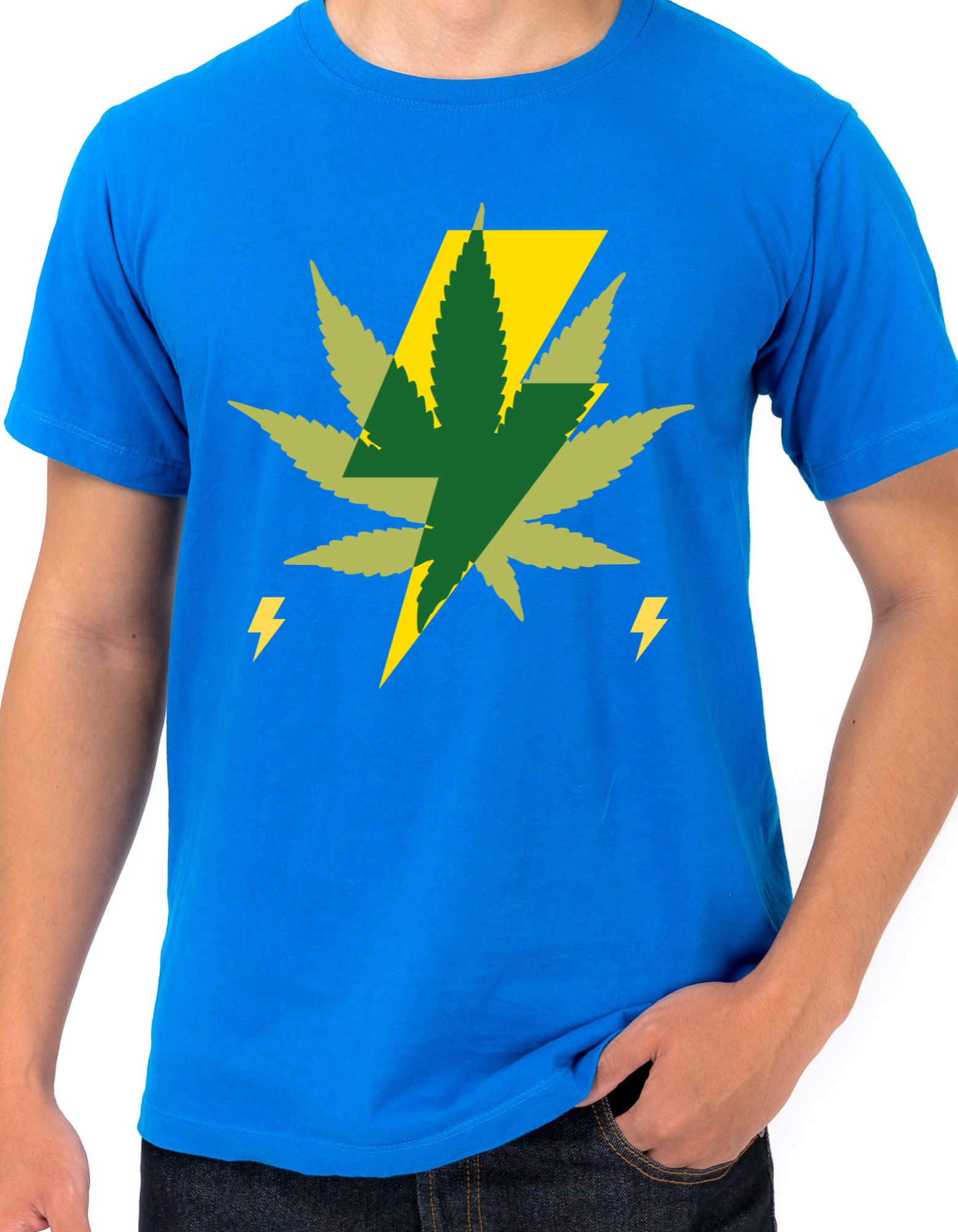 Custom Printed Shirts: Weed Leaf Lightning Bolt