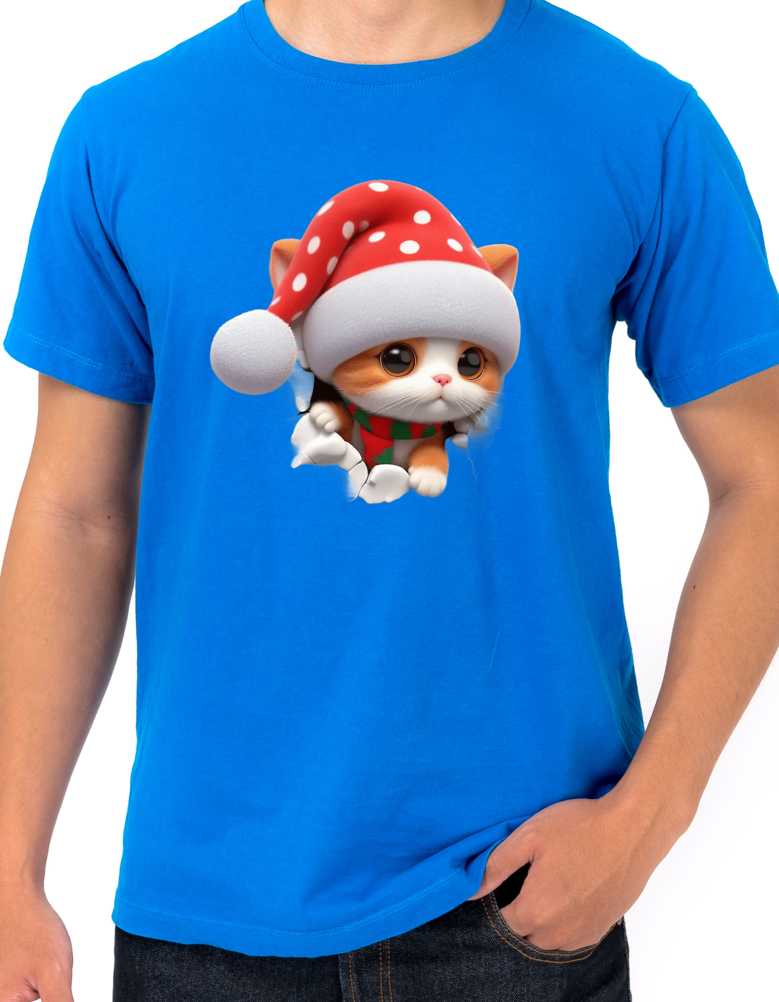 Custom Printed Shirt: Christmas Kitten
