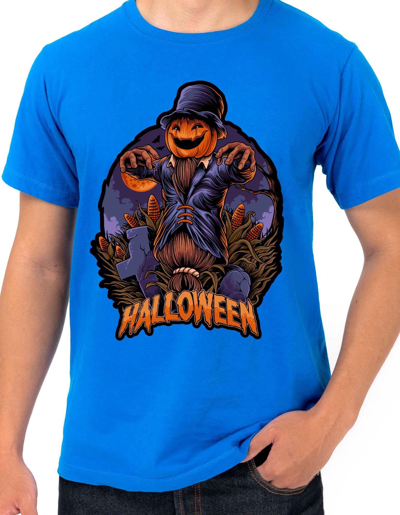 Custom Printed Shirts: Halloween Pumpkin Head