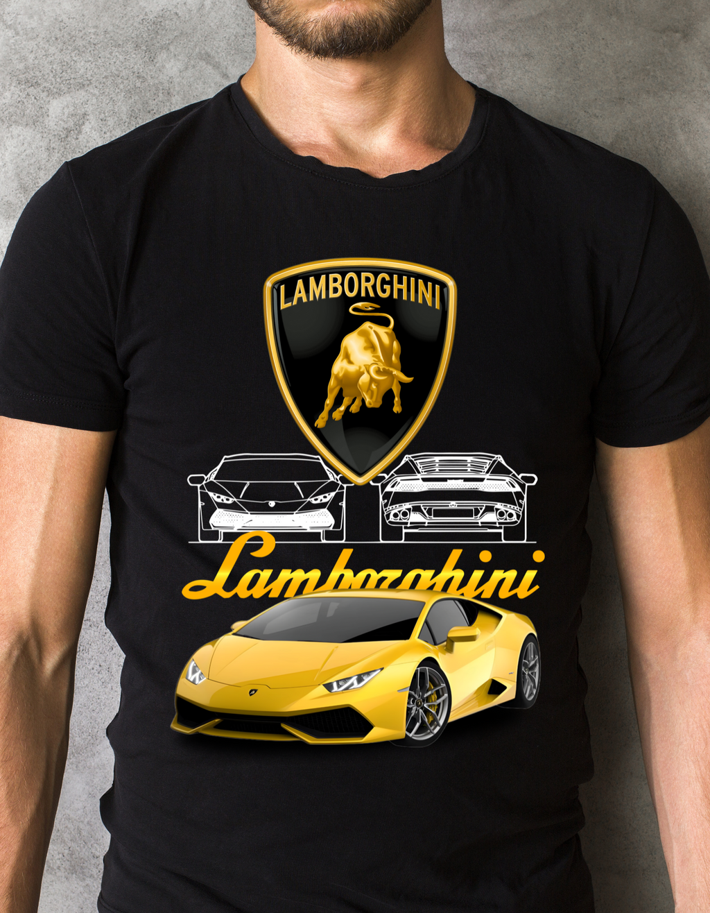 Custom Printed Shirts: Gold Lamborgini