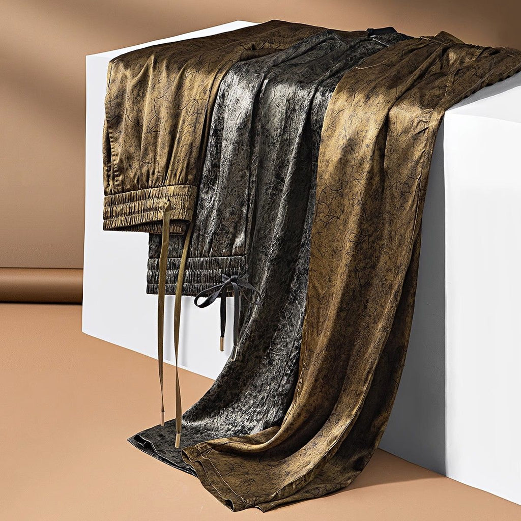 Light Luxury High-end Smooth And Flowing Retro Ice Silk Acetate Pants