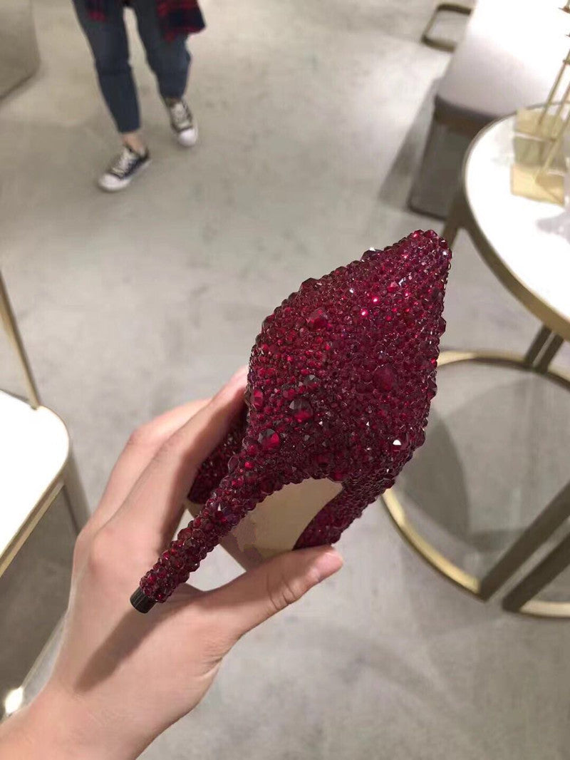 Women's Fashion Casual Pointed Toe Rhinestone High Heels