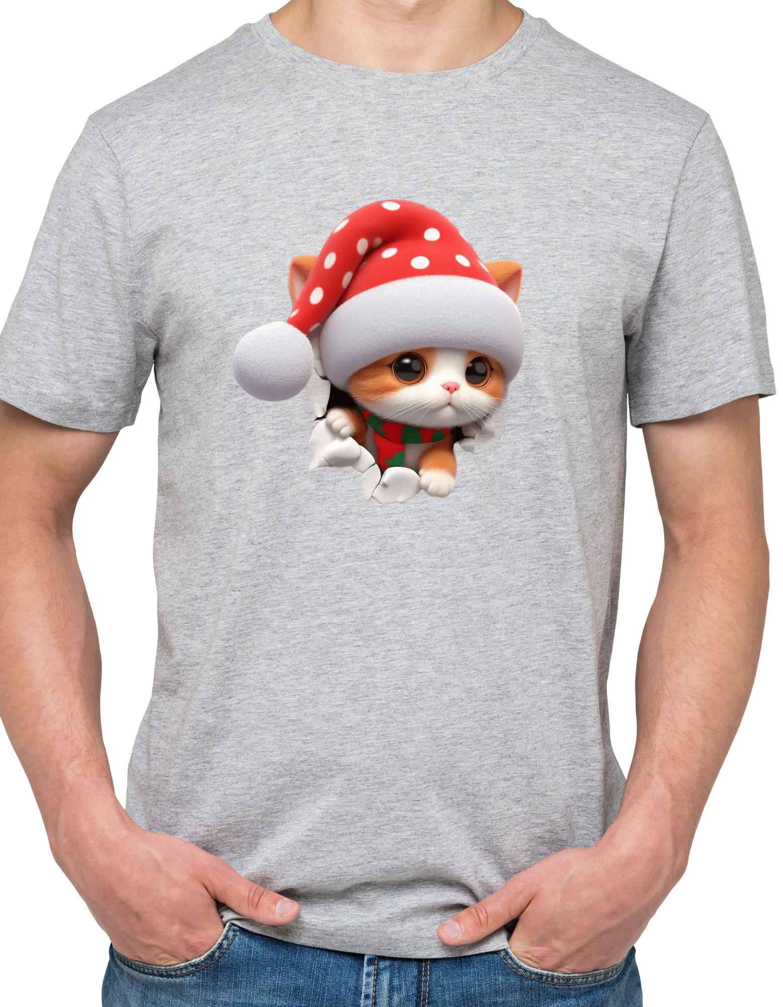Custom Printed Shirt: Christmas Kitten