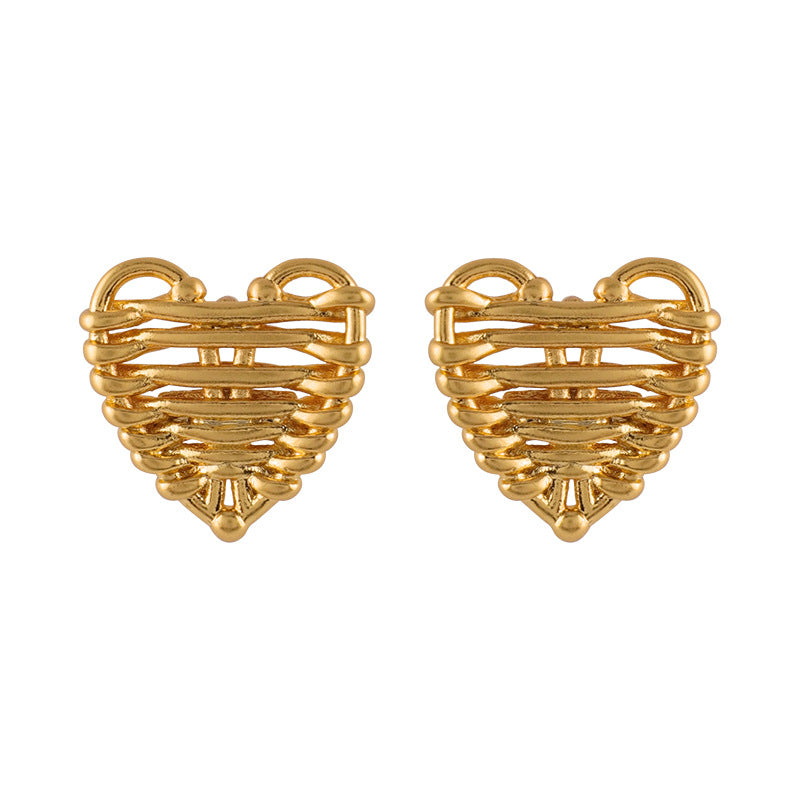 2023 New French Weaving Texture Sense Of Love Earrings Premium Sense Of Earrings Female Niche Premium Sense Of Earrings Wholesale