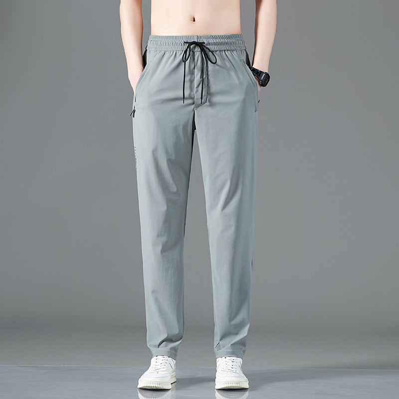 Ice Silk Casual Pants Men's Summer Thin Straight Sports