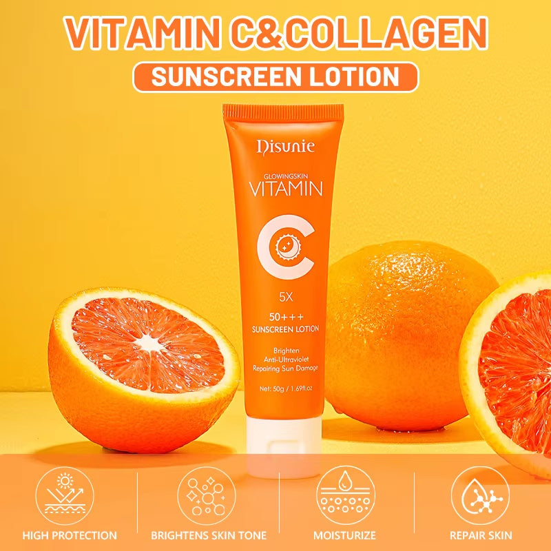 DISUNIE - Sunscreen Cream Spf 50 Vitamin C Collagen Moisturizer Brightening Lotion Korean Skin Care Sun Block Sunscreen For The Black Skin