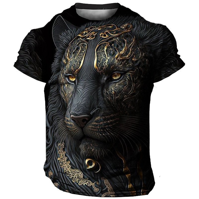Men's 3D Printed Lion Short Sleeve T-shirt