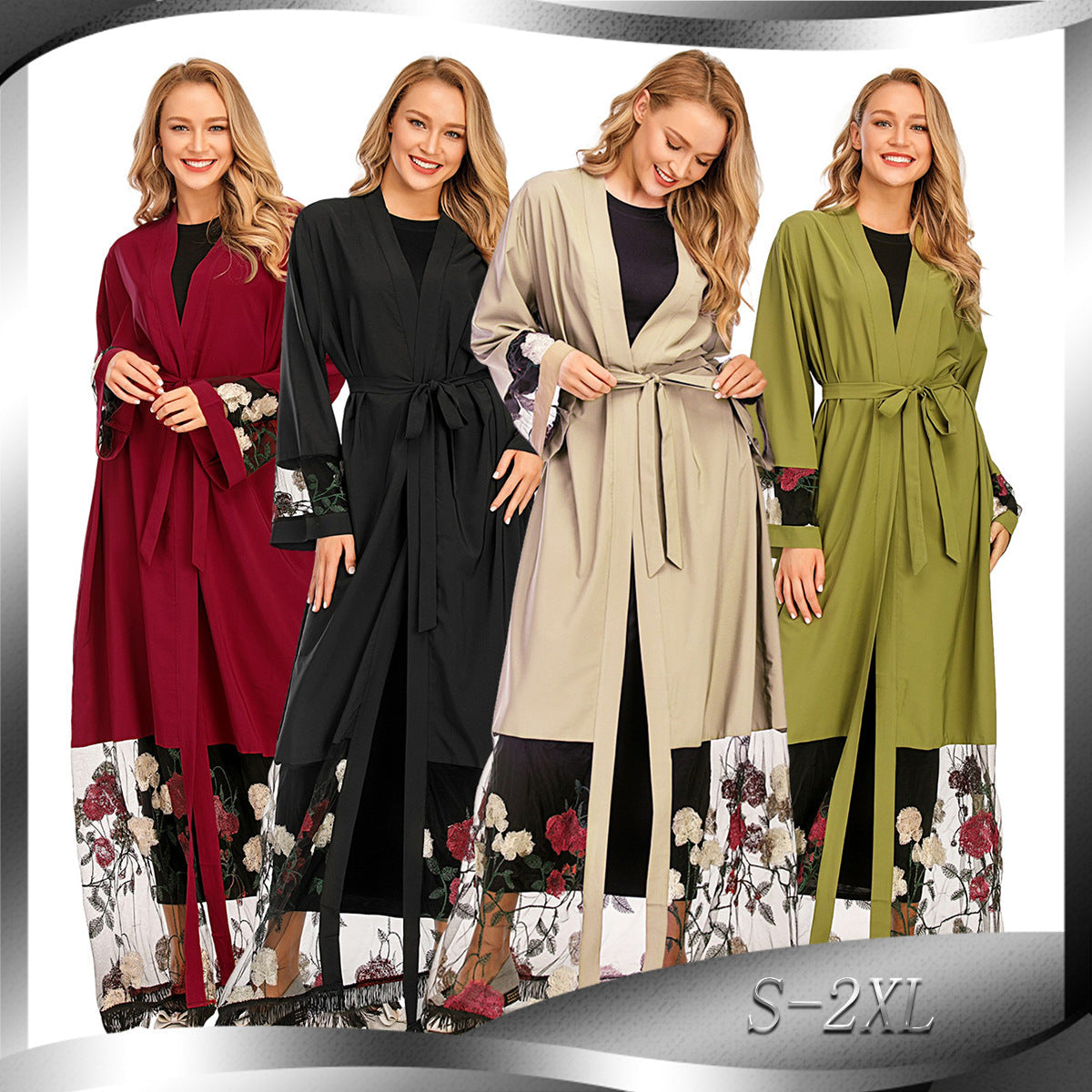 New Women's Cardigan Robe Stitching Embroidery