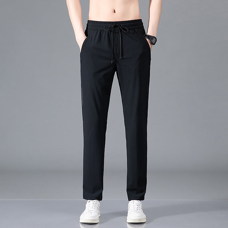 Ice Silk Casual Pants Men's Summer Thin Straight Sports