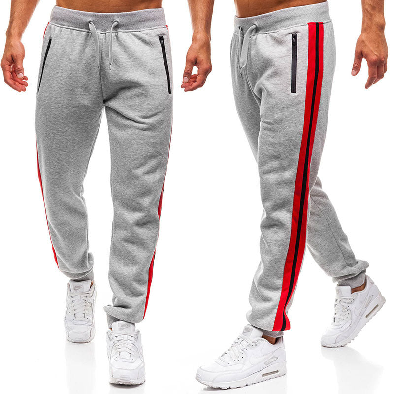 Sweatpants Fashionable Zipper Stitching Design Sports Elastic Waist Trousers Pencil Pants