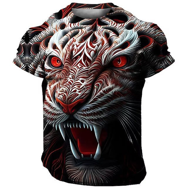 Men's 3D Printed Lion Short Sleeve T-shirt