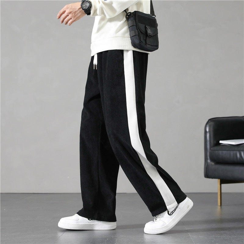 Loose Plus Size Straight Ankle Tied Contrast Color