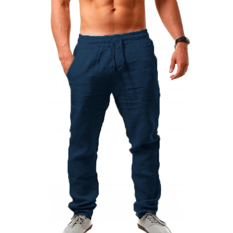 Summer Men's Breathable Linen Loose Leisure Sports Trousers
