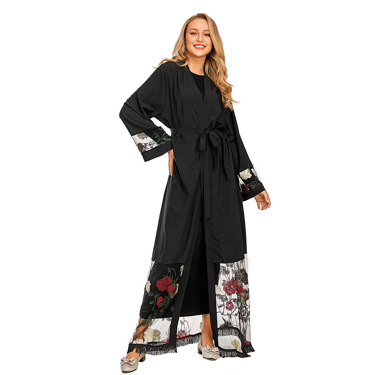 New Women's Cardigan Robe Stitching Embroidery