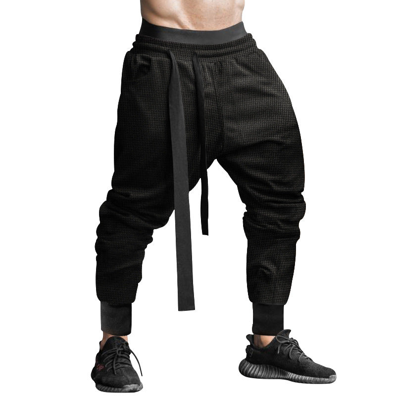 Men's Casual Pants Slim-fit Solid Color Ankle-tied Trousers