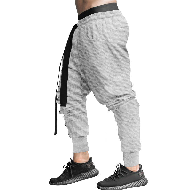 Men's Casual Pants Slim-fit Solid Color Ankle-tied Trousers