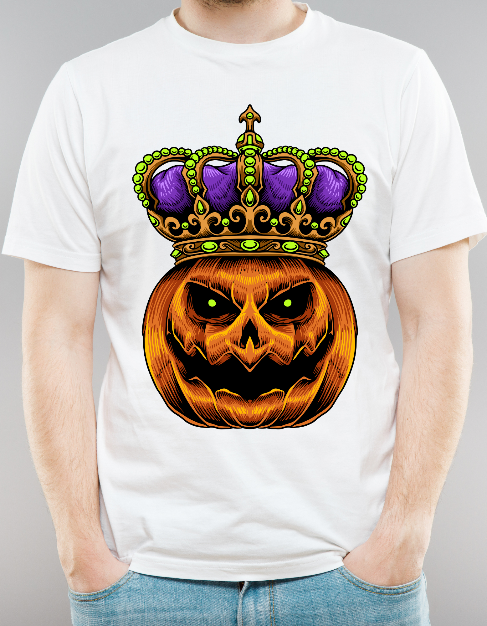 Custom Printed Shirts: Halloween Pumpkin Crowned
