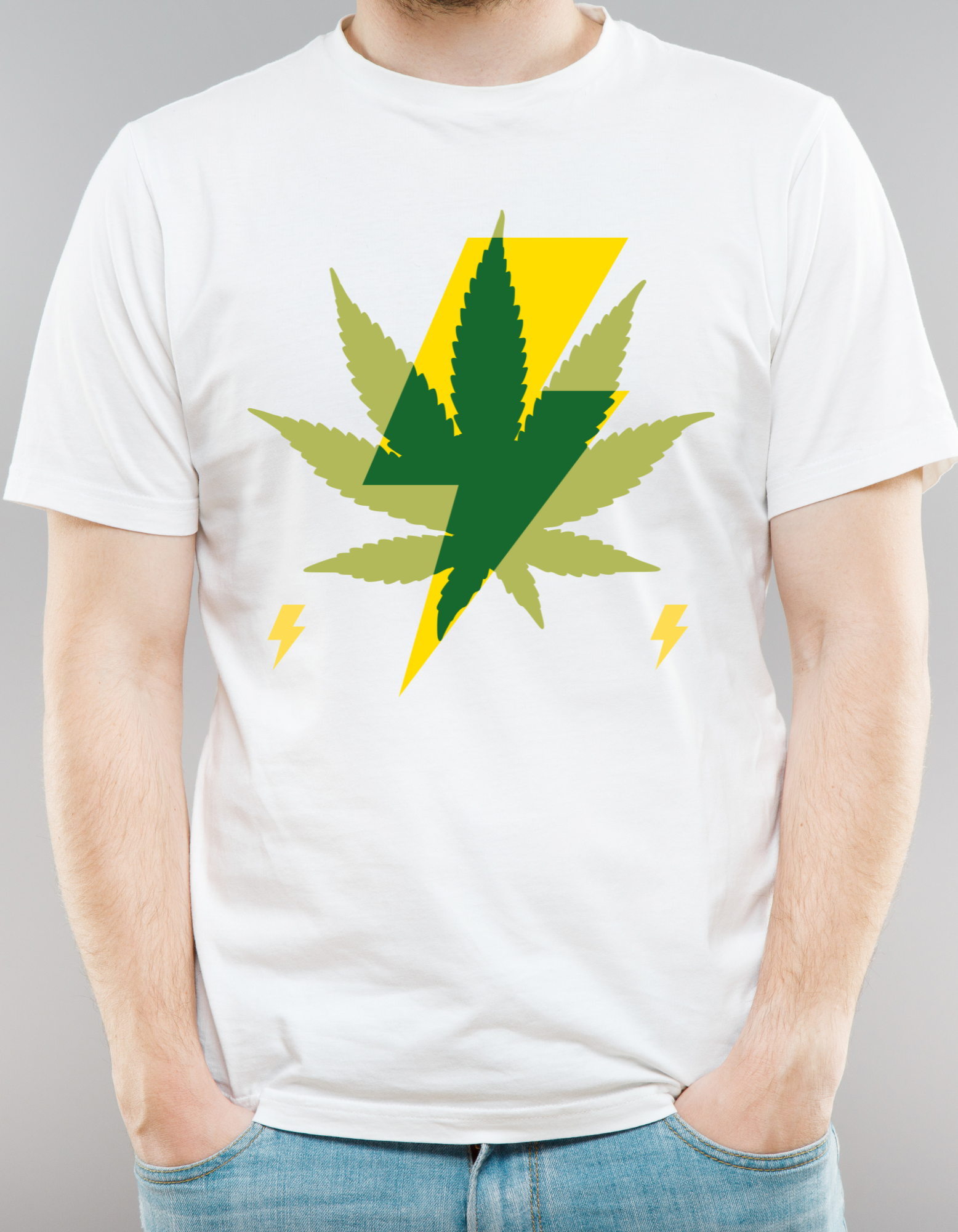 Custom Printed Shirts: Weed Leaf Lightning Bolt