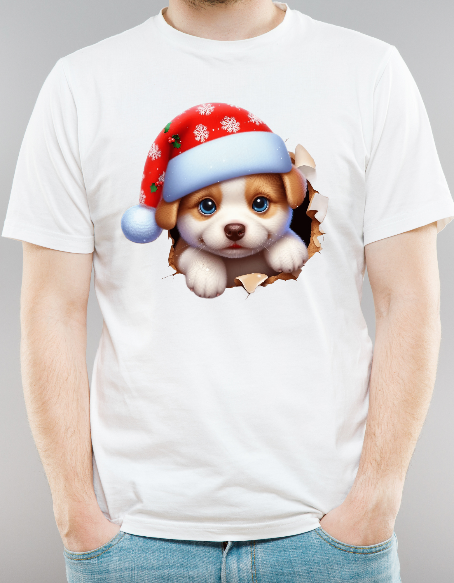 Custom Printed Shirt: Christmas Puppy